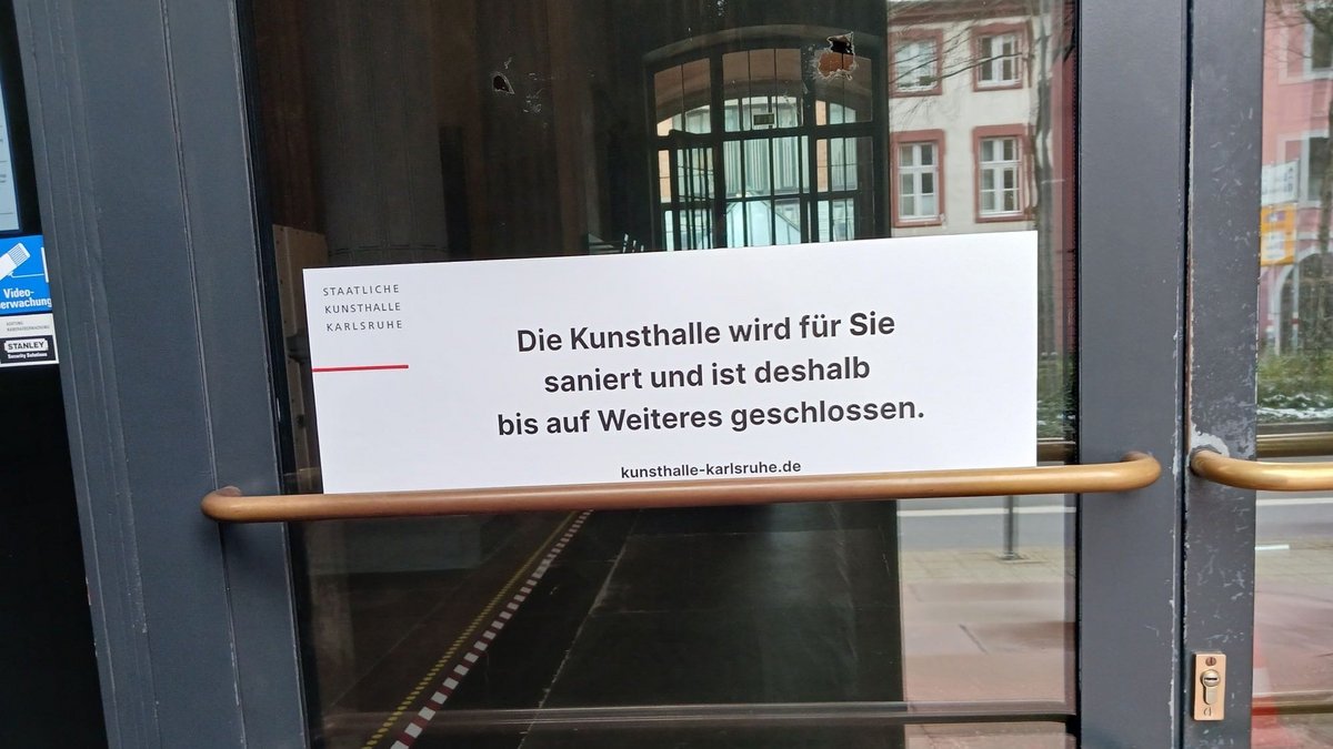 Kunsthalle Karlsruhe: Statt "bis auf Weiteres" müsste da "für die nächsten Jahre, wie viele wissen wir nicht" stehen. Foto: Florian Kaufmann
