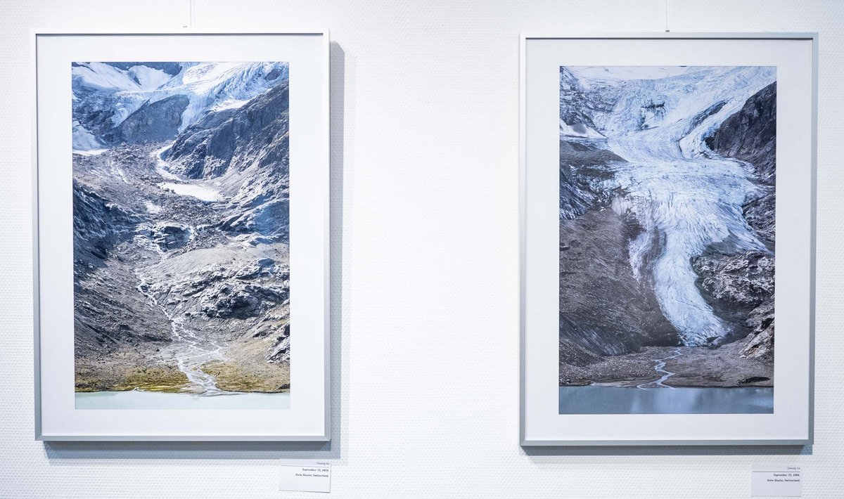 Balog dokumentiert das Abschmelzen von Gletschern – hier der Steingletscher, Schweiz: links 2020, rechts 2006. Fotos: Jens Volle