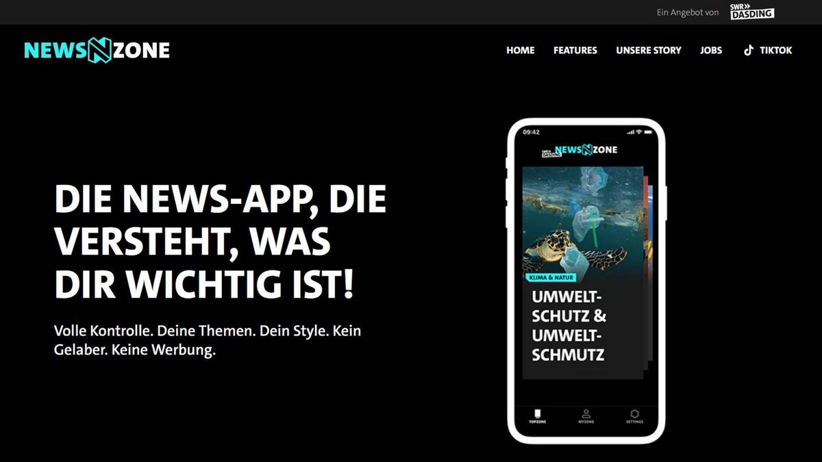 So sah die App einmal aus. Screenshot: dasding.de